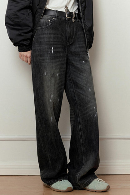 American Retro Distressed Wide-Leg Pants