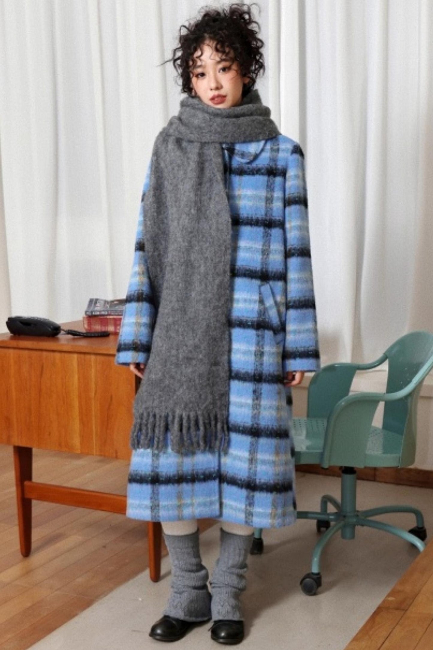 Plaid Woolen Love Letter Coat