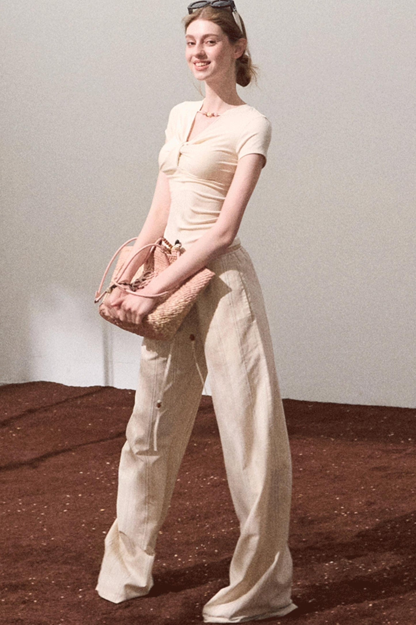 V-Neck Beaded T-Shirt