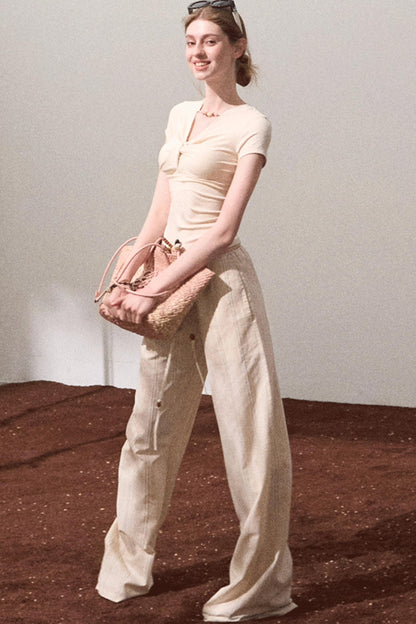 V-Neck Beaded T-Shirt