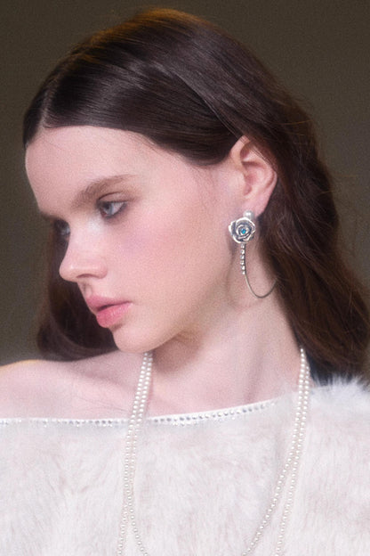 Vintage Rose Zircon Hoop Earrings