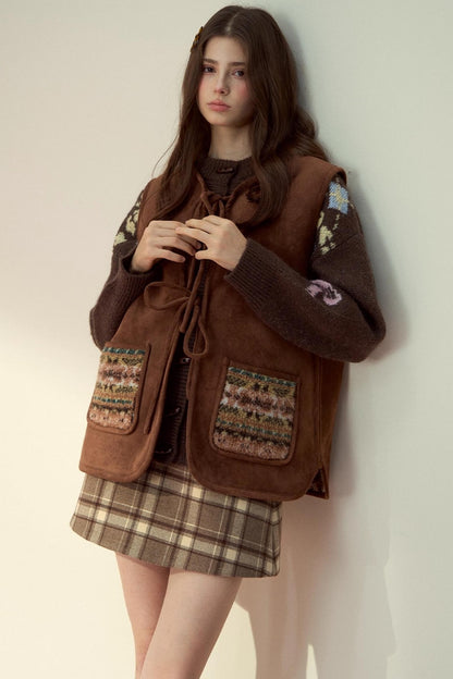 Reversible Bow Strap Fur Vest