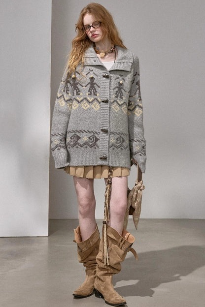 Pom-Pom Knit Cardigan Jacket