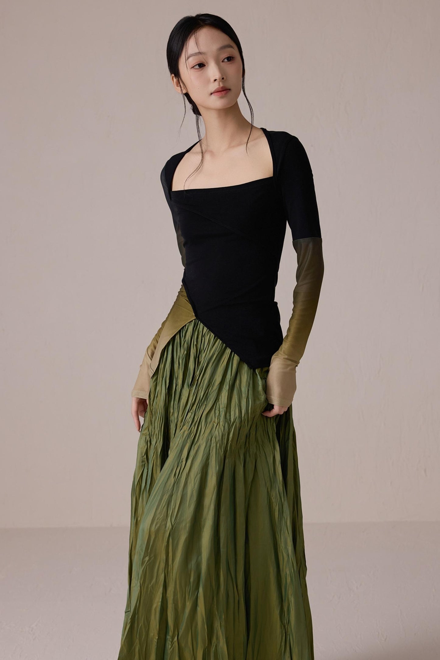 Color-Block Gradient Long Sleeve Tee