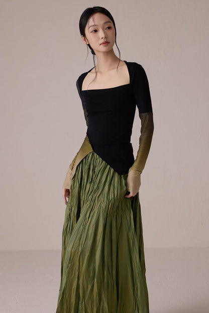 Color-Block Gradient Long Sleeve Tee