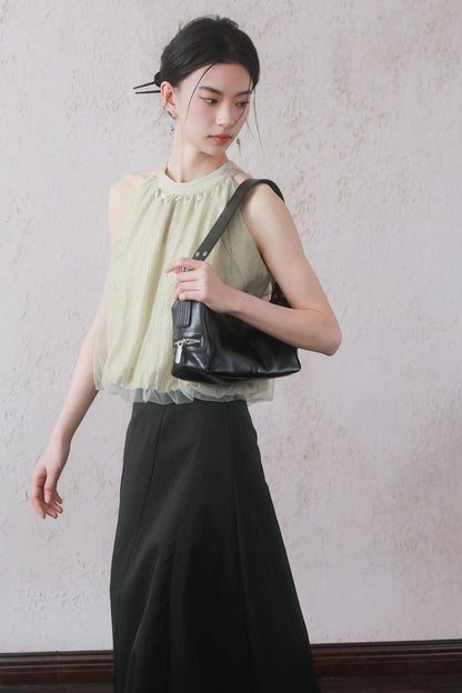 Summer Apricot Mesh Top