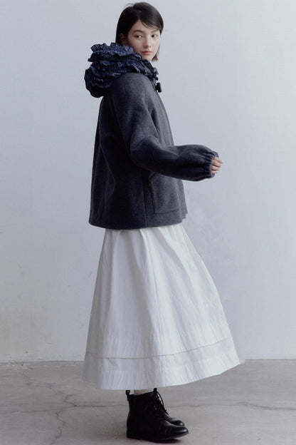 Pure Cotton Layered Shirring Skirt