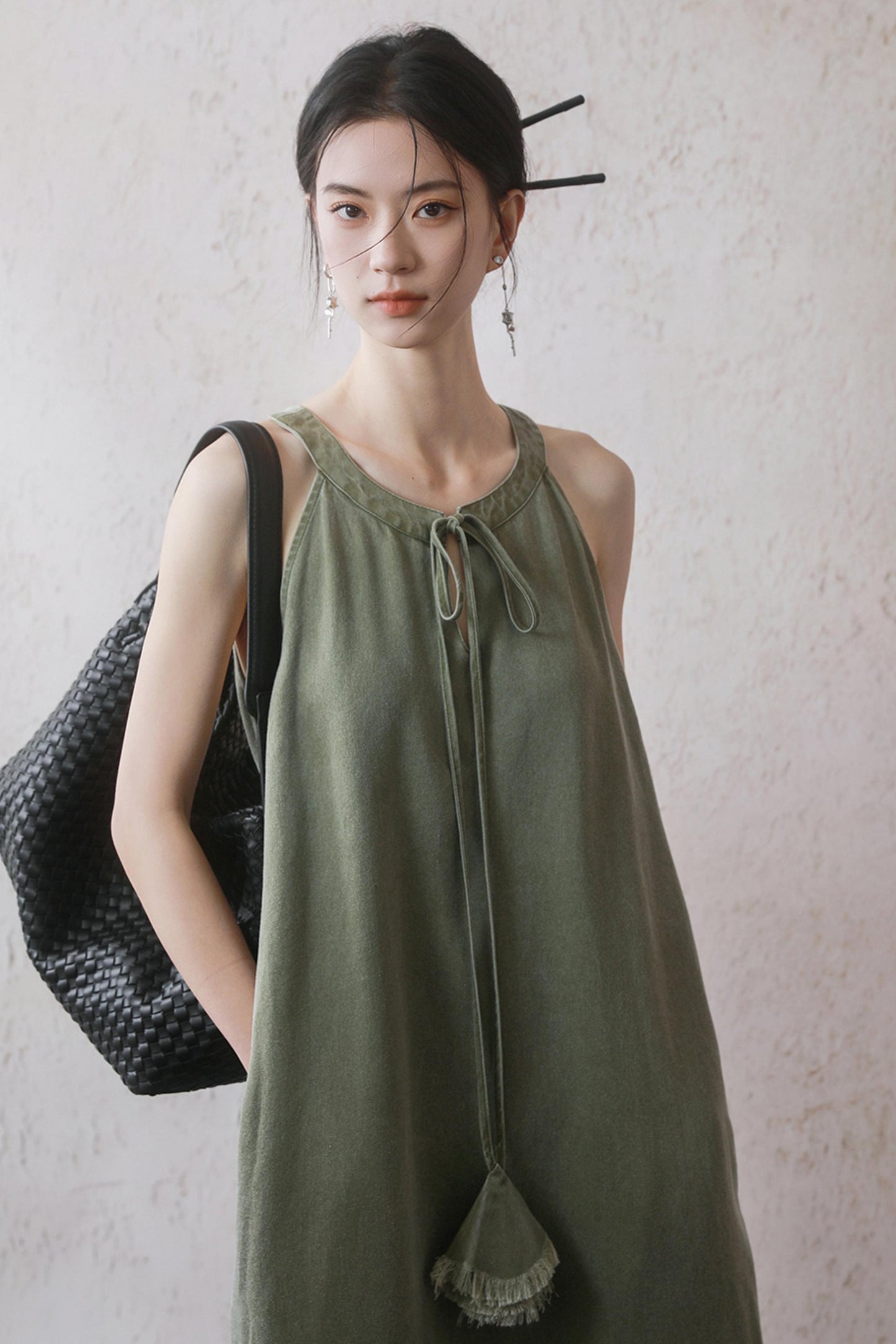 Green Tassel Tank Dress