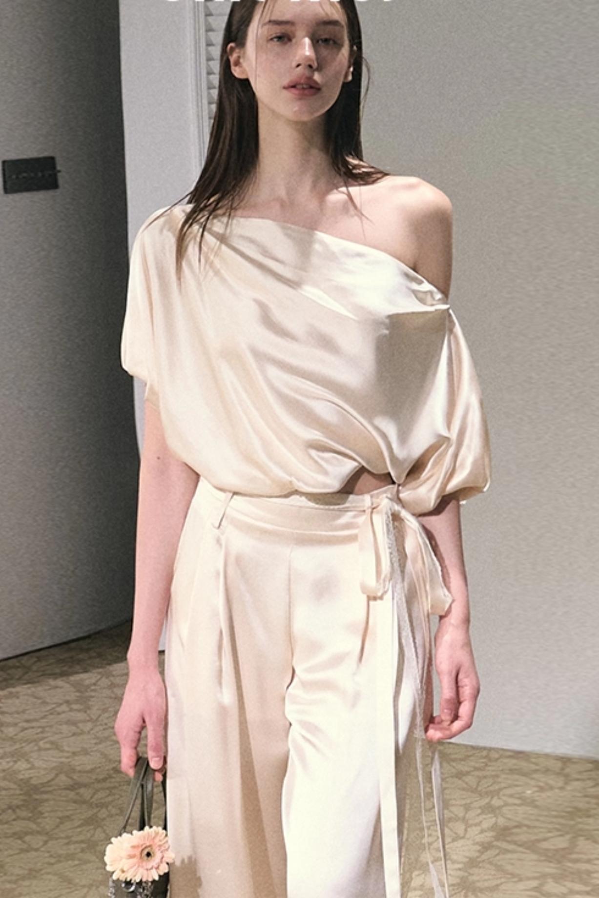 Acetate Flower Bud Top & Pants Set-Up