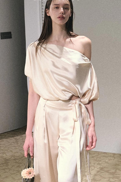 Acetate Flower Bud Top & Pants Set-Up