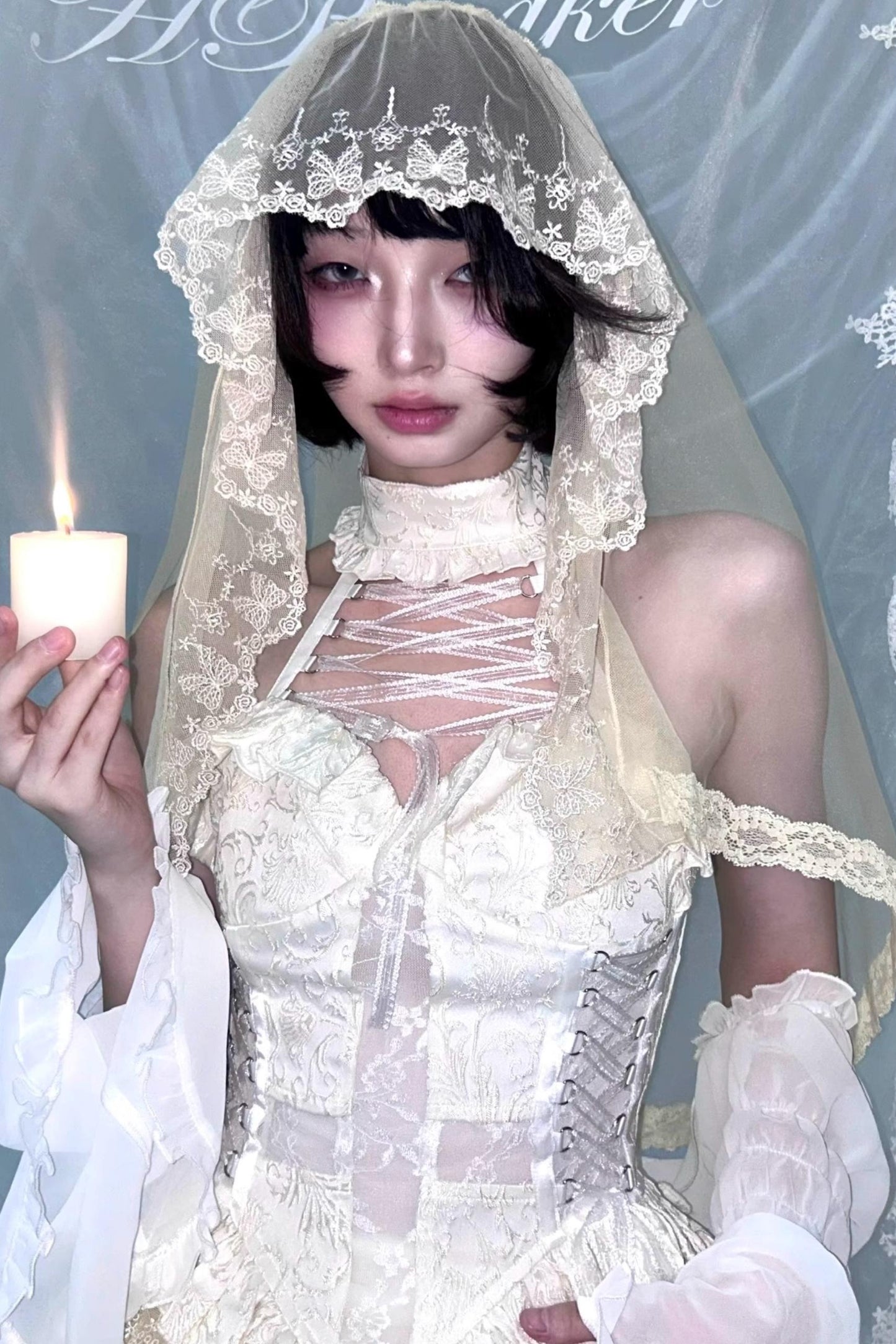 Cross Hollow Jacquard Halterneck Top Set-Up