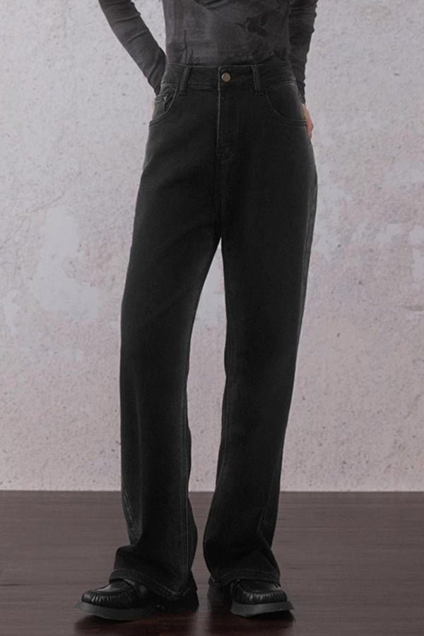 Long Fit Distressed Denim Pants