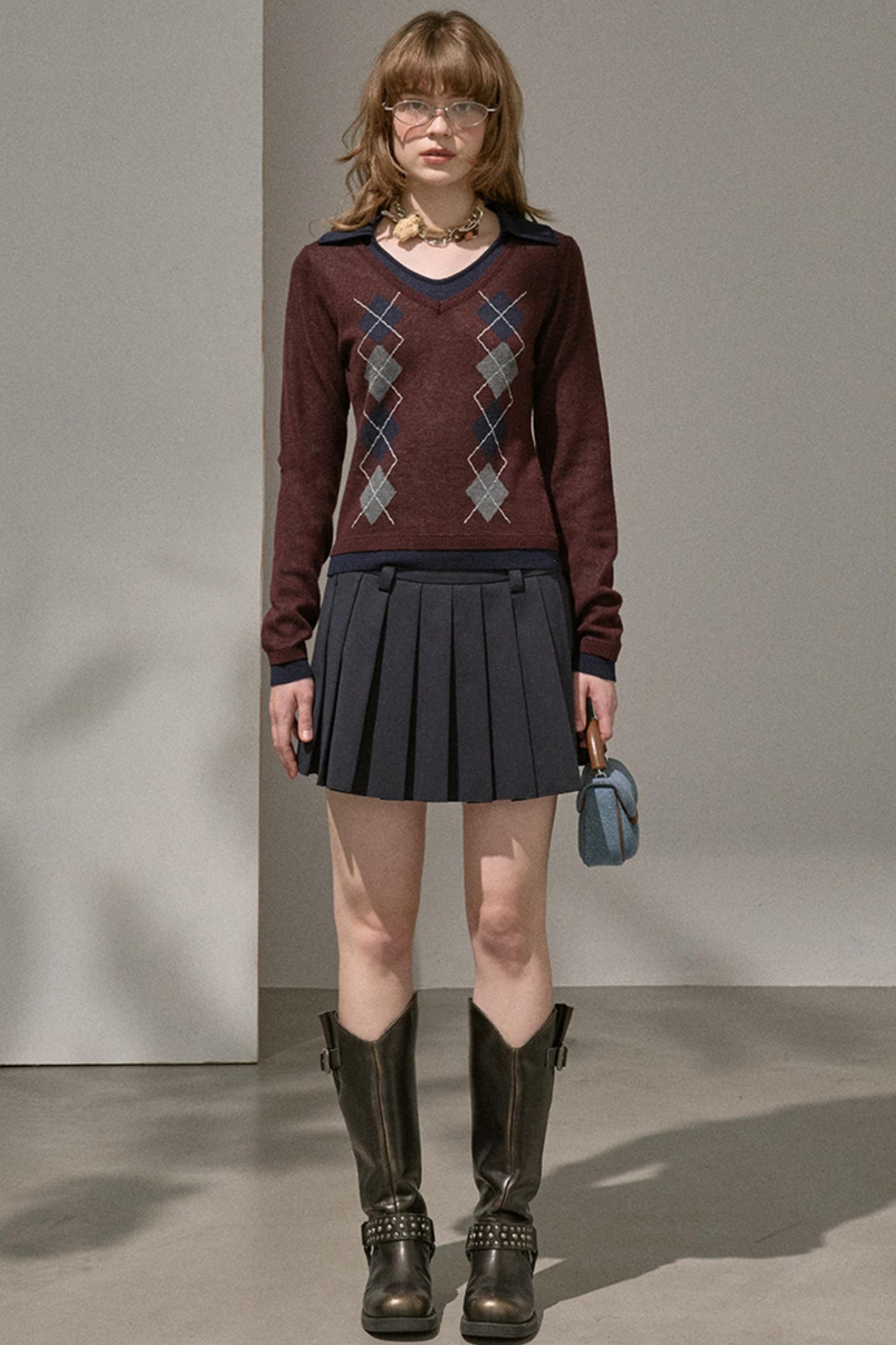 Slim V-Neck Warm Knitted Top