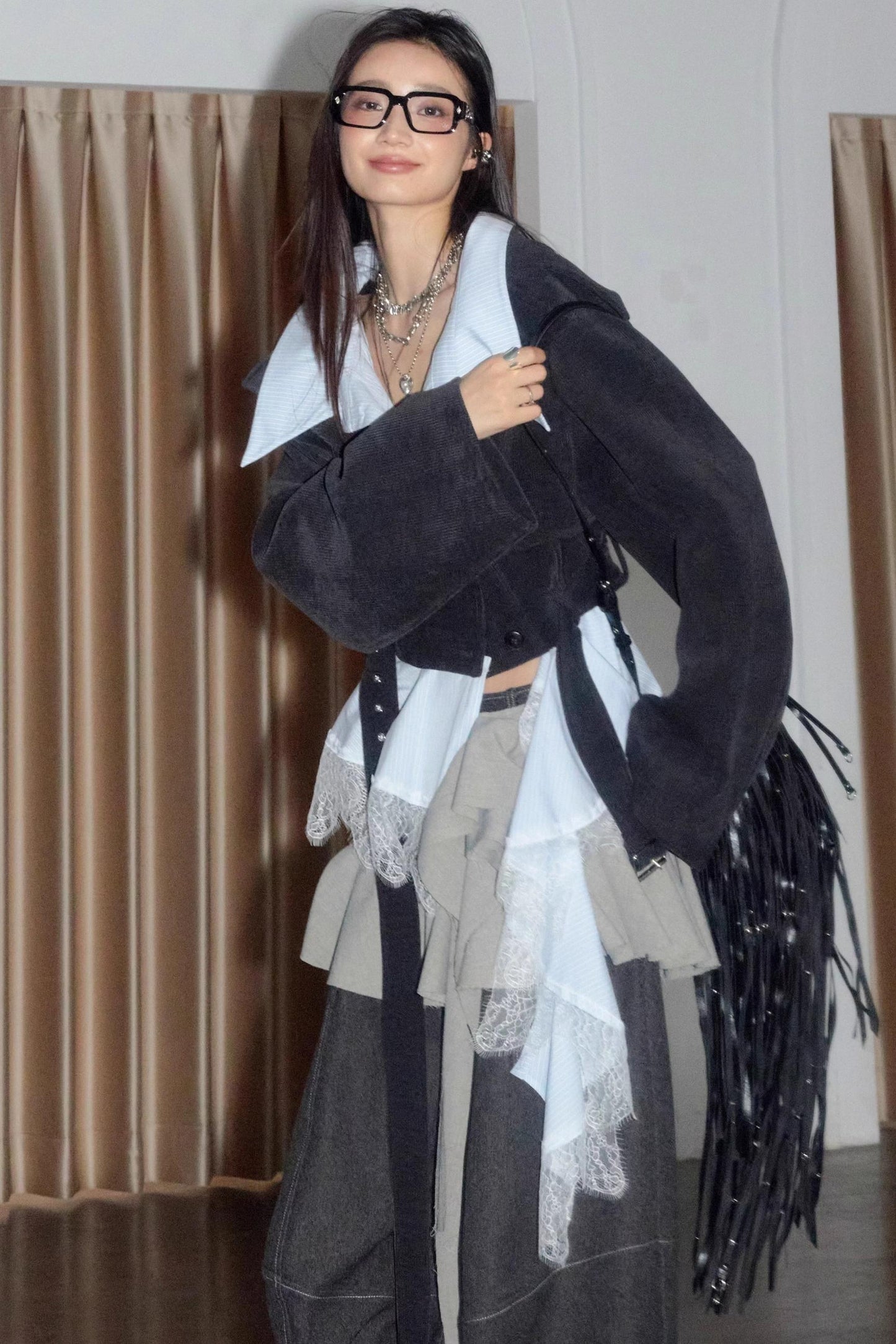 Vintage Lace Silhouette Short Top