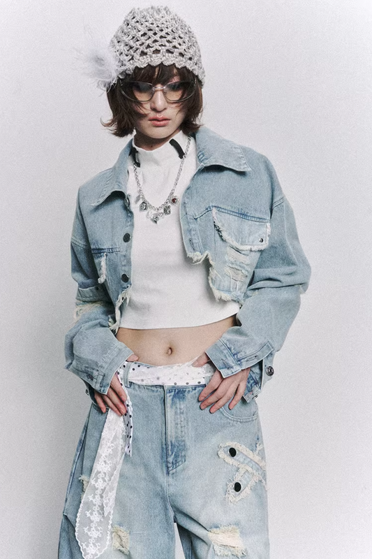 Retro Distressed Denim Jacket