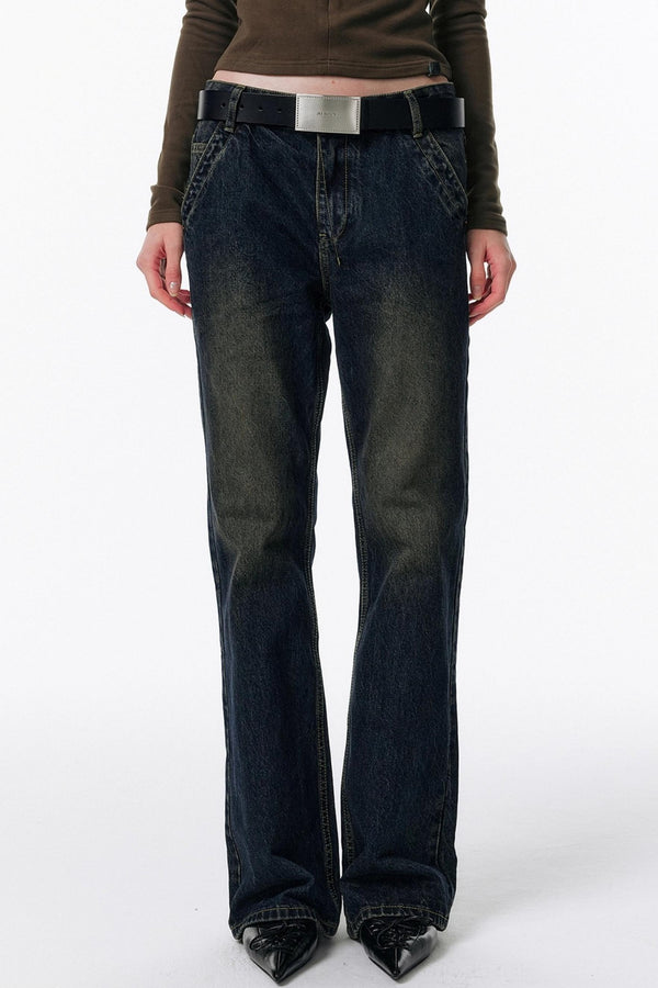 Retro Washed Micro-Flared Jeans