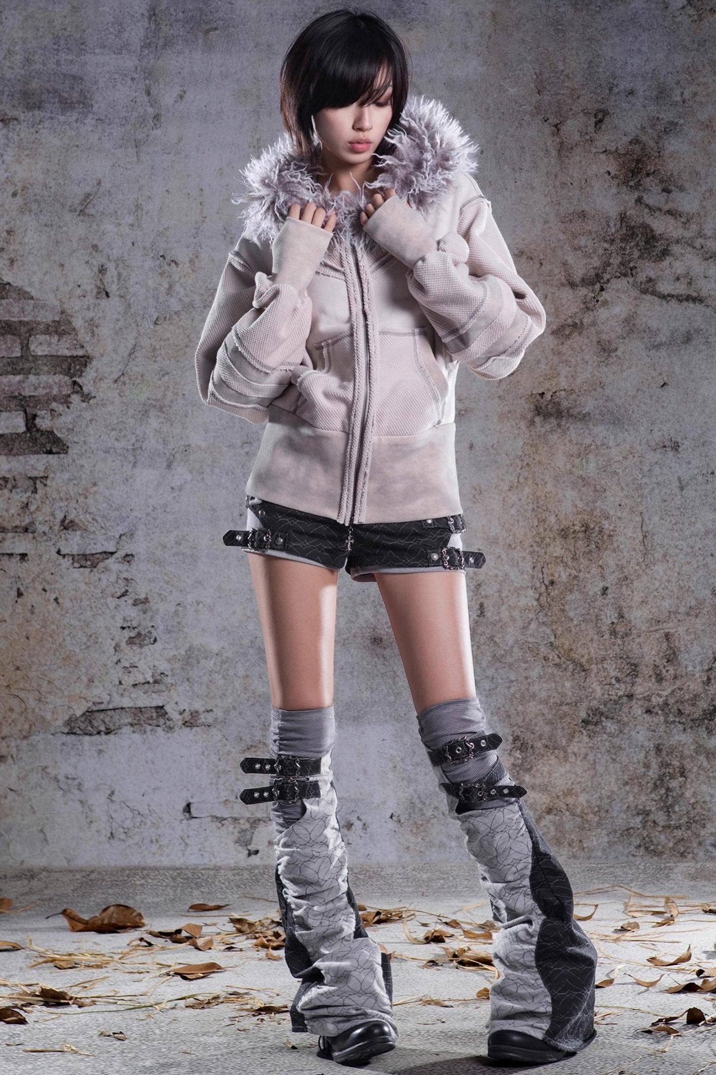 Vintage Lantern Sleeve Hooded Jacket