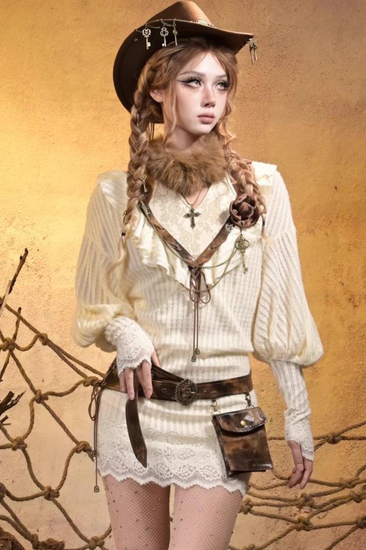 Punk Retro Knitted Dress Set-Up