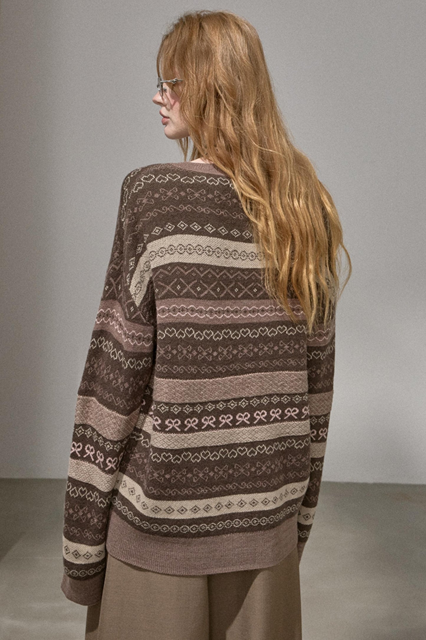 Fair Isle Jacquard V-Neck Top