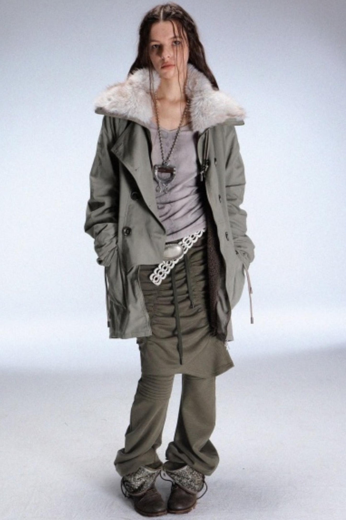 Pleated Layered Scimitar Pants