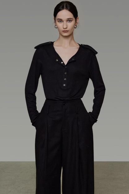 Versatile V-Neck Knit Top