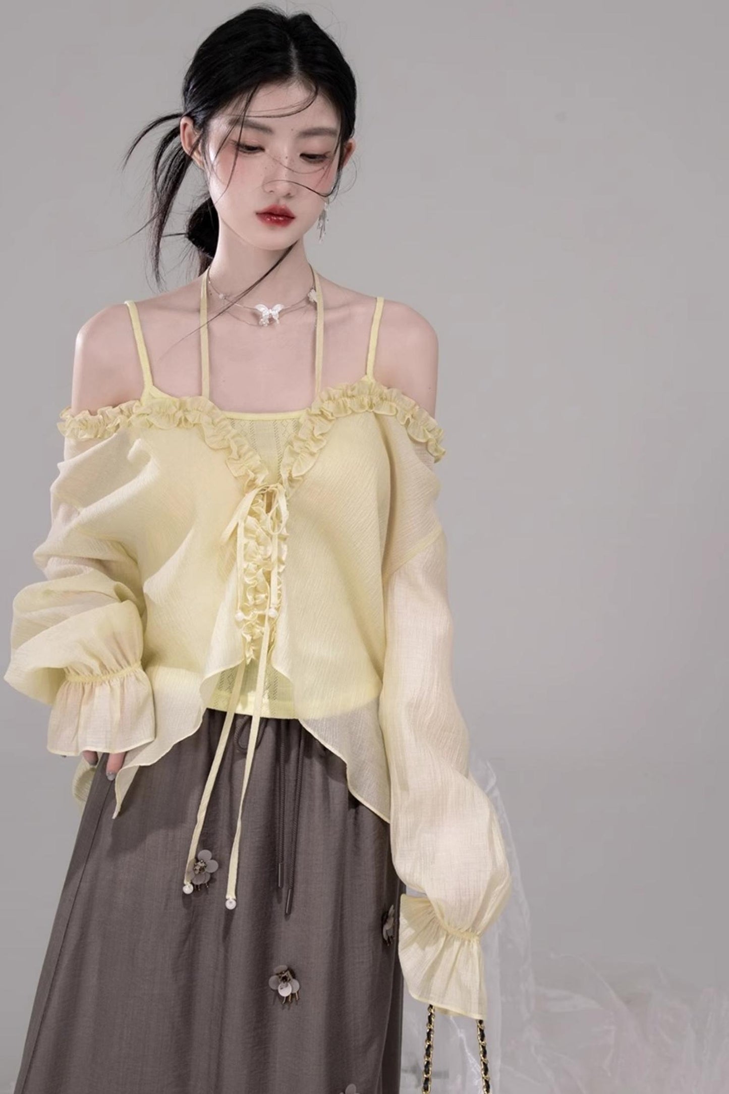 Feathered Tie & Suspenders Set