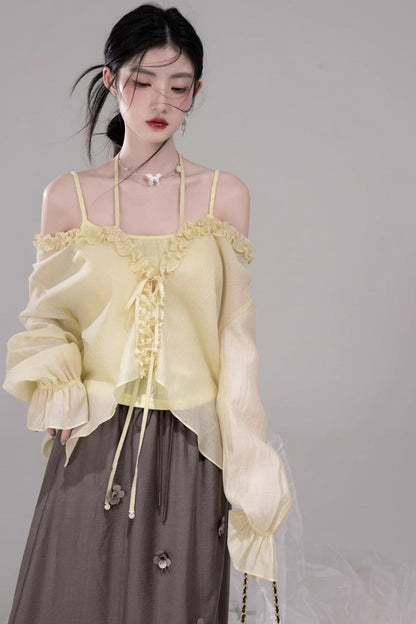 Feathered Tie & Suspenders Set