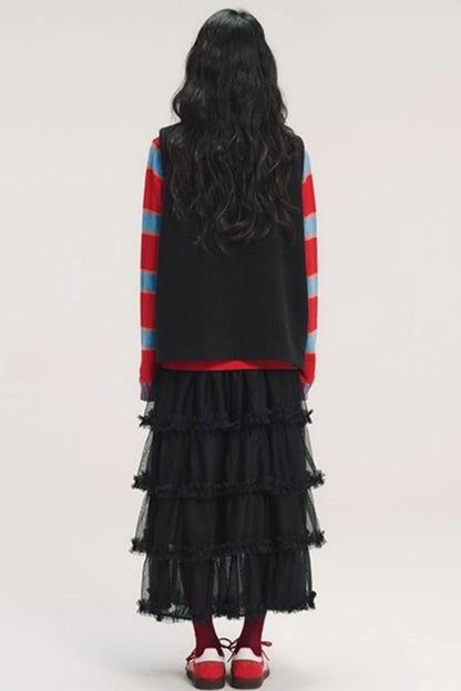 Hand-Painted Cherry Applique Vest Jacket