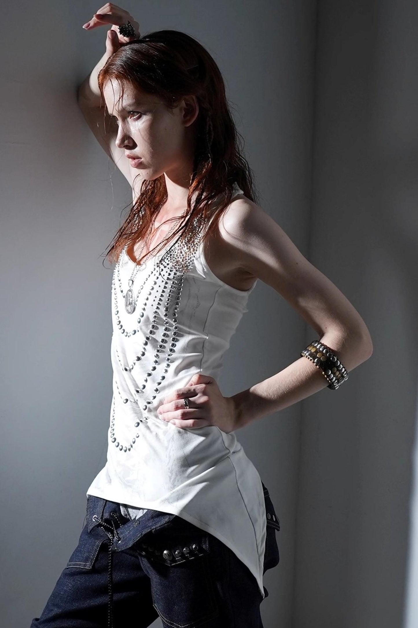 Rhinestone Long Tank Top