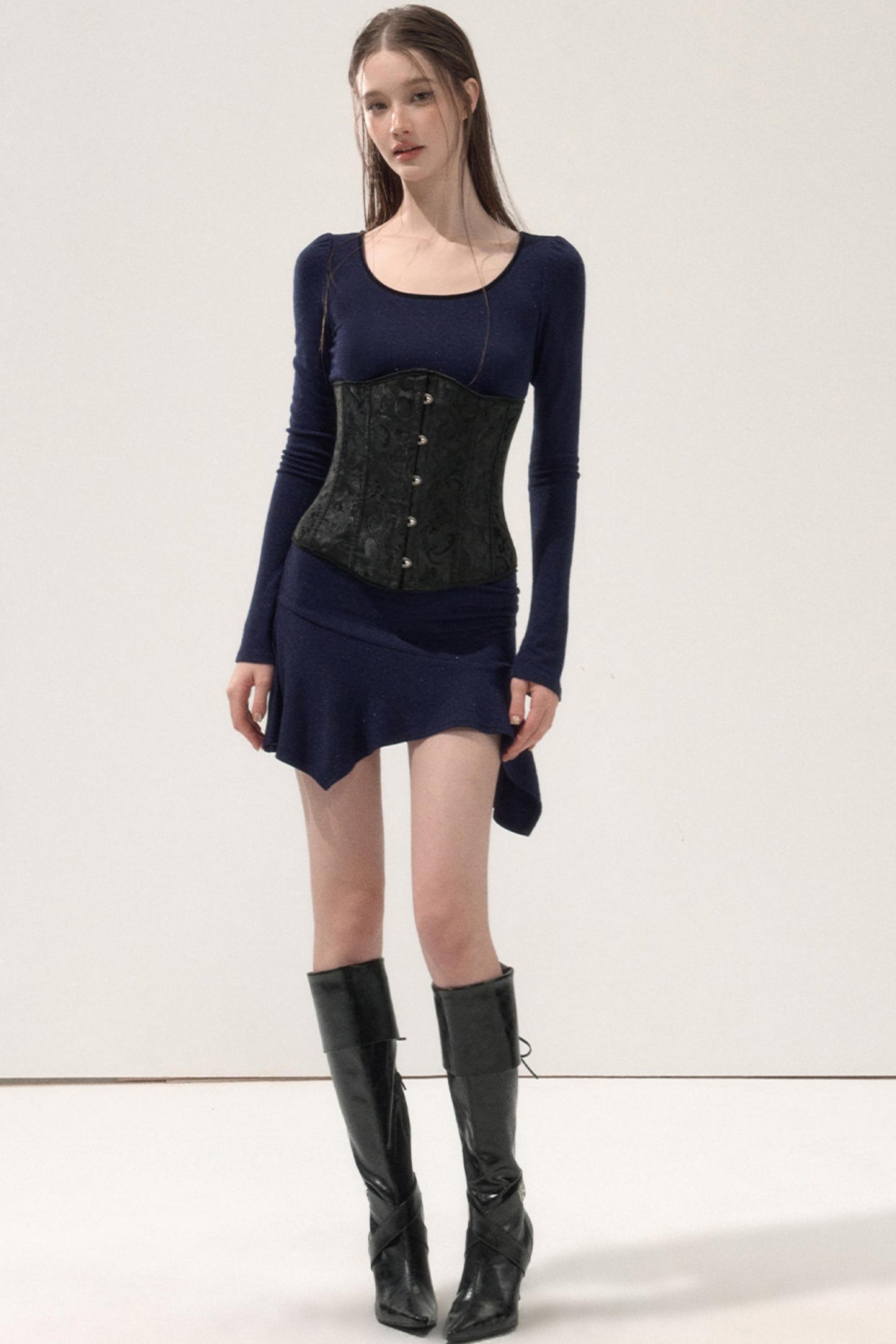 Ruffled Elastic Slim Dress