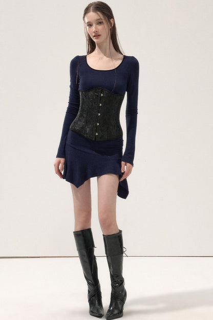 Ruffled Elastic Slim Dress