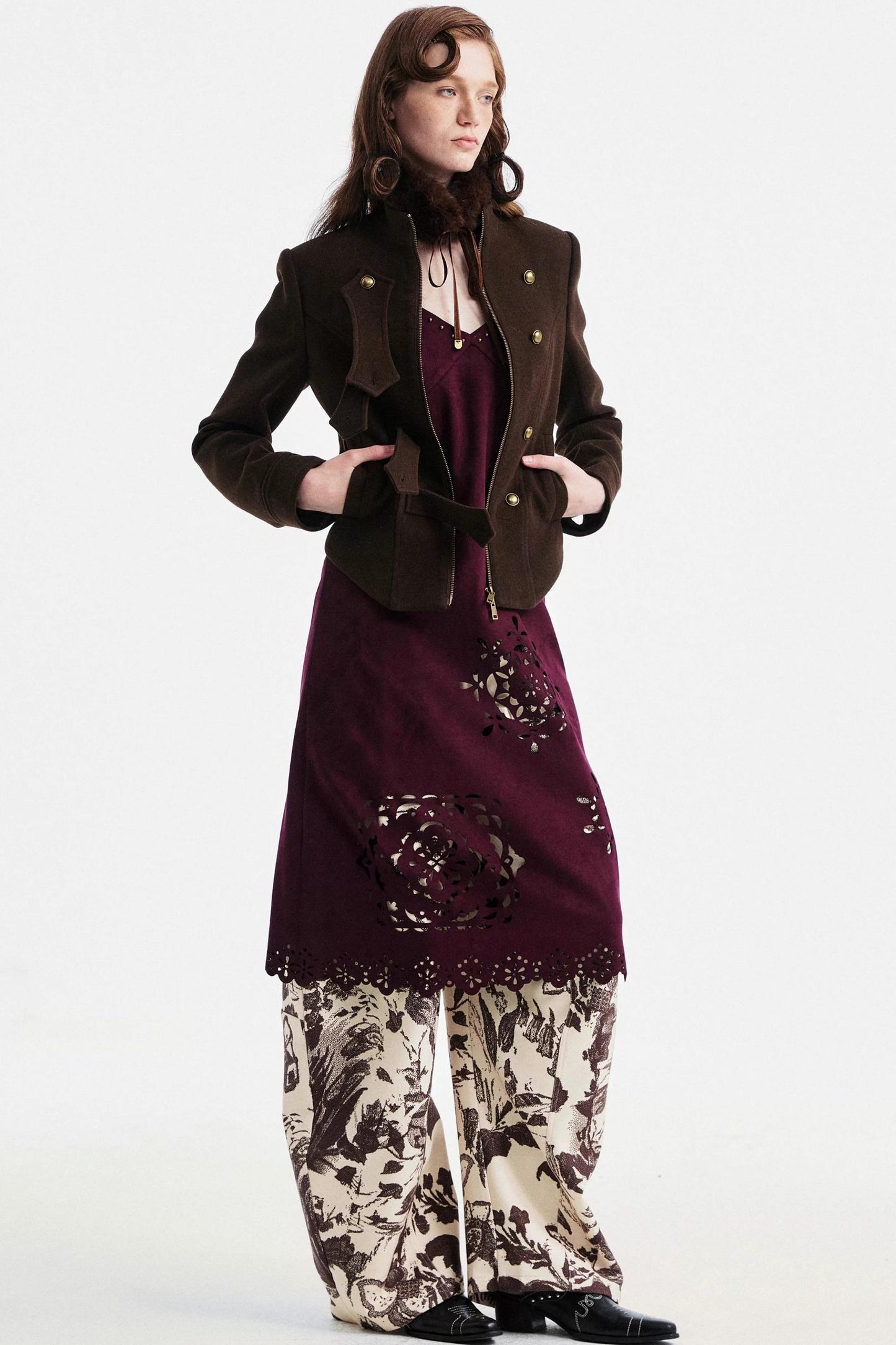 Lace-Up Fur Collar Scarf