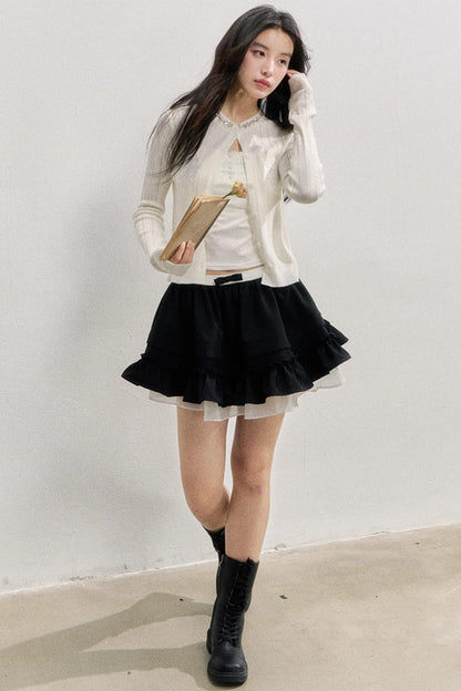 Rose Embroidery Knitted Cardigan