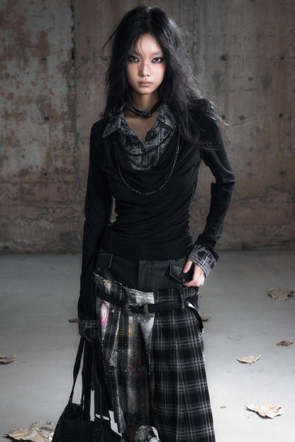 Swing Collar Long Sleeve Shirt