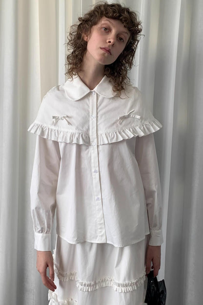 Navy Lace Doll Collar Shirt