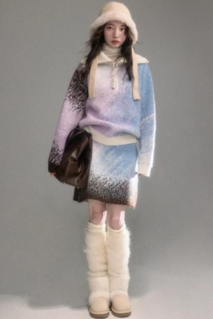 Gradient Wool Blend Winter Set-Up