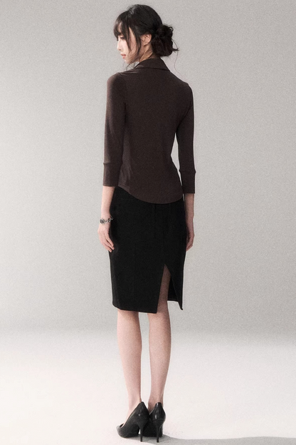 Cotton High-Waisted Midi Skirt