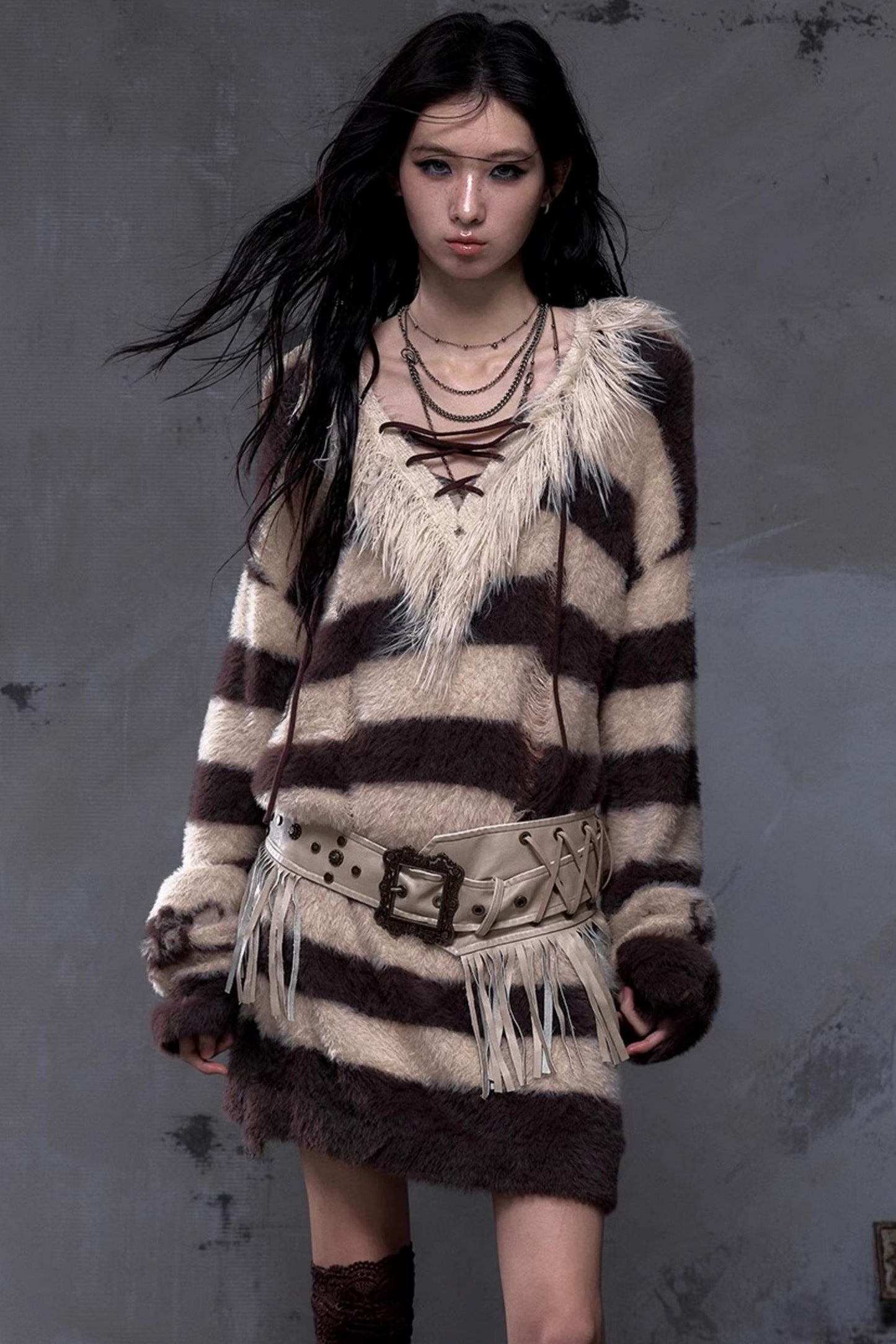 Vintage Punk Fringe Leather Belt