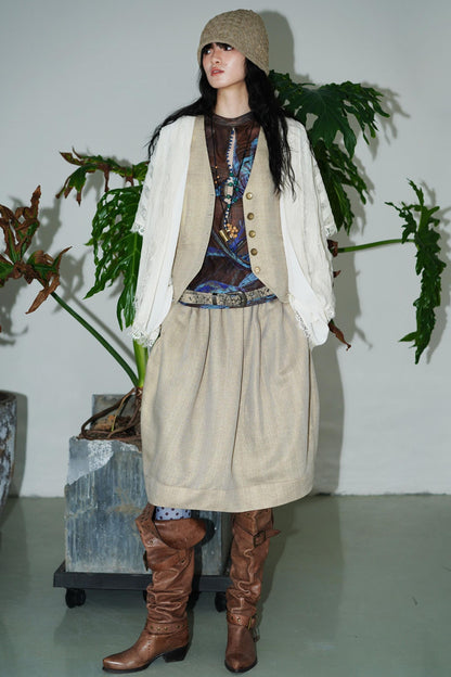 Vintage Paneled Lace Cropped Cardigan Coat