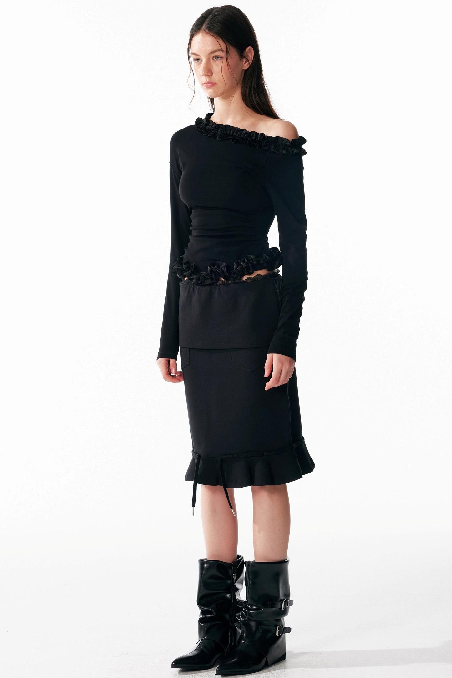 Irregular Lace Waist Slimming Top