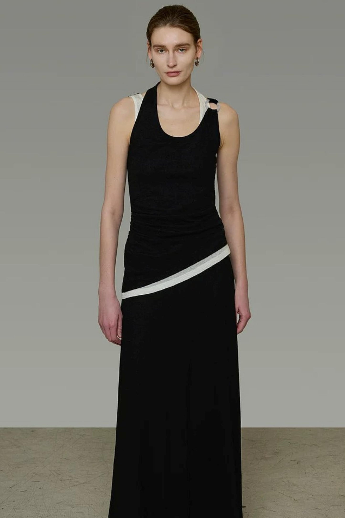 Contrasting Color Knitted Two-Piece Set-Up