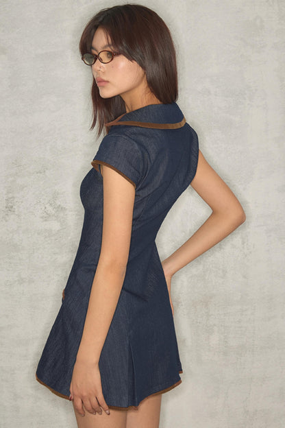 Color-Block Slim Denim Dress
