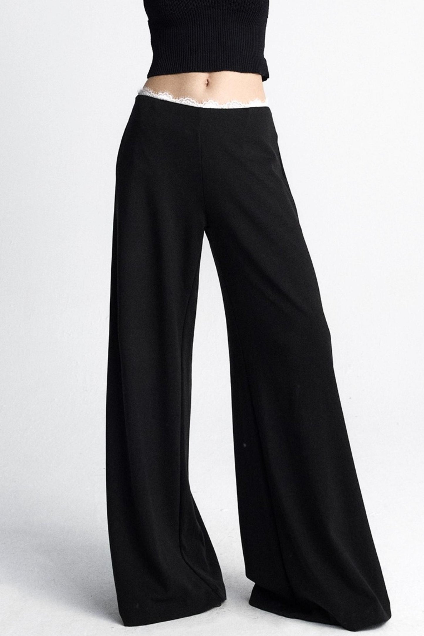 Summer Lace Draped Wide-Leg Pants