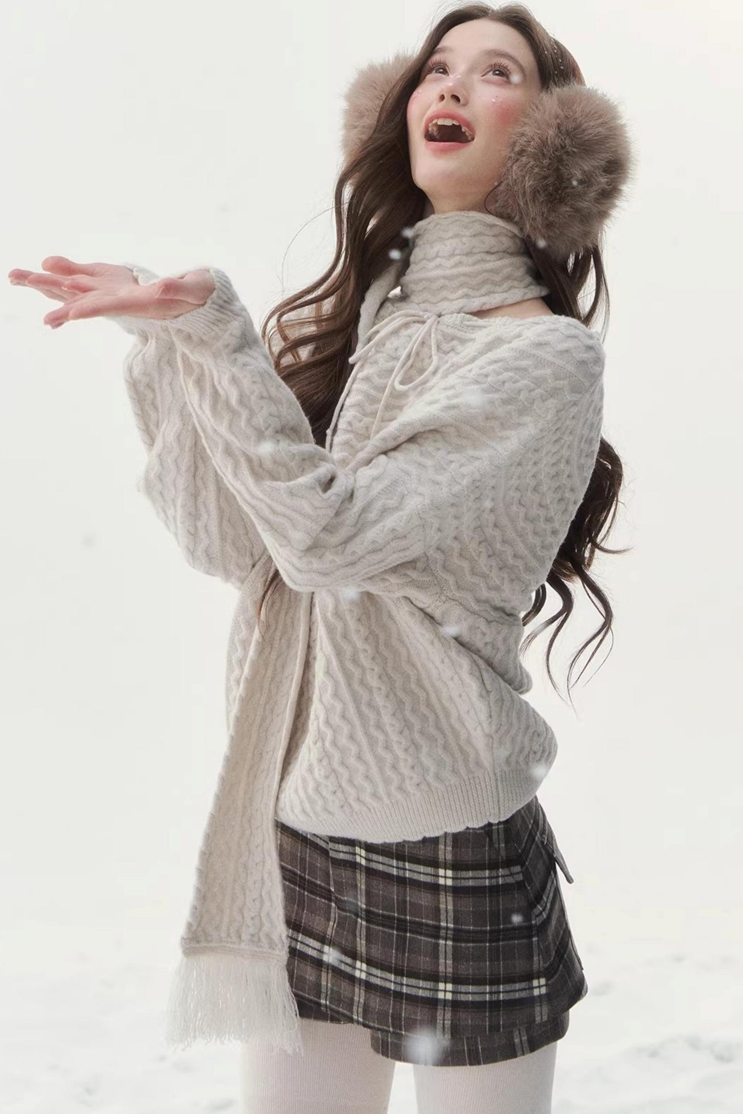 Vintage Off-Shoulder Knit Sweater