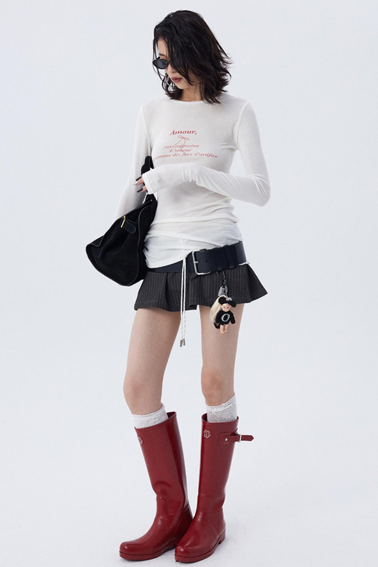 Schmales, bedrucktes Baselayer-Top mit Schleife