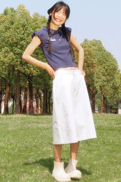 Embroidered Polka Dot Polo Tee