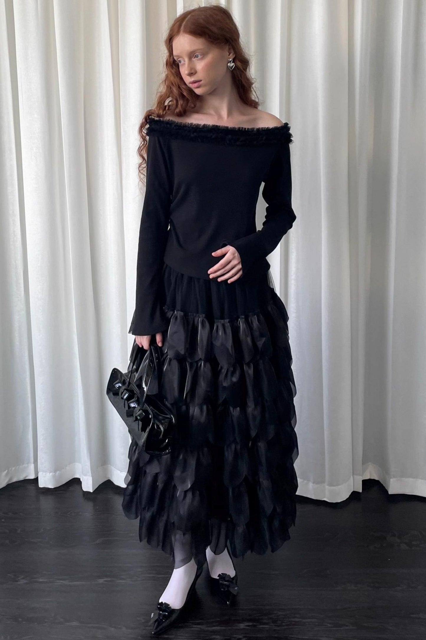 Black Lace Knitted Sweater