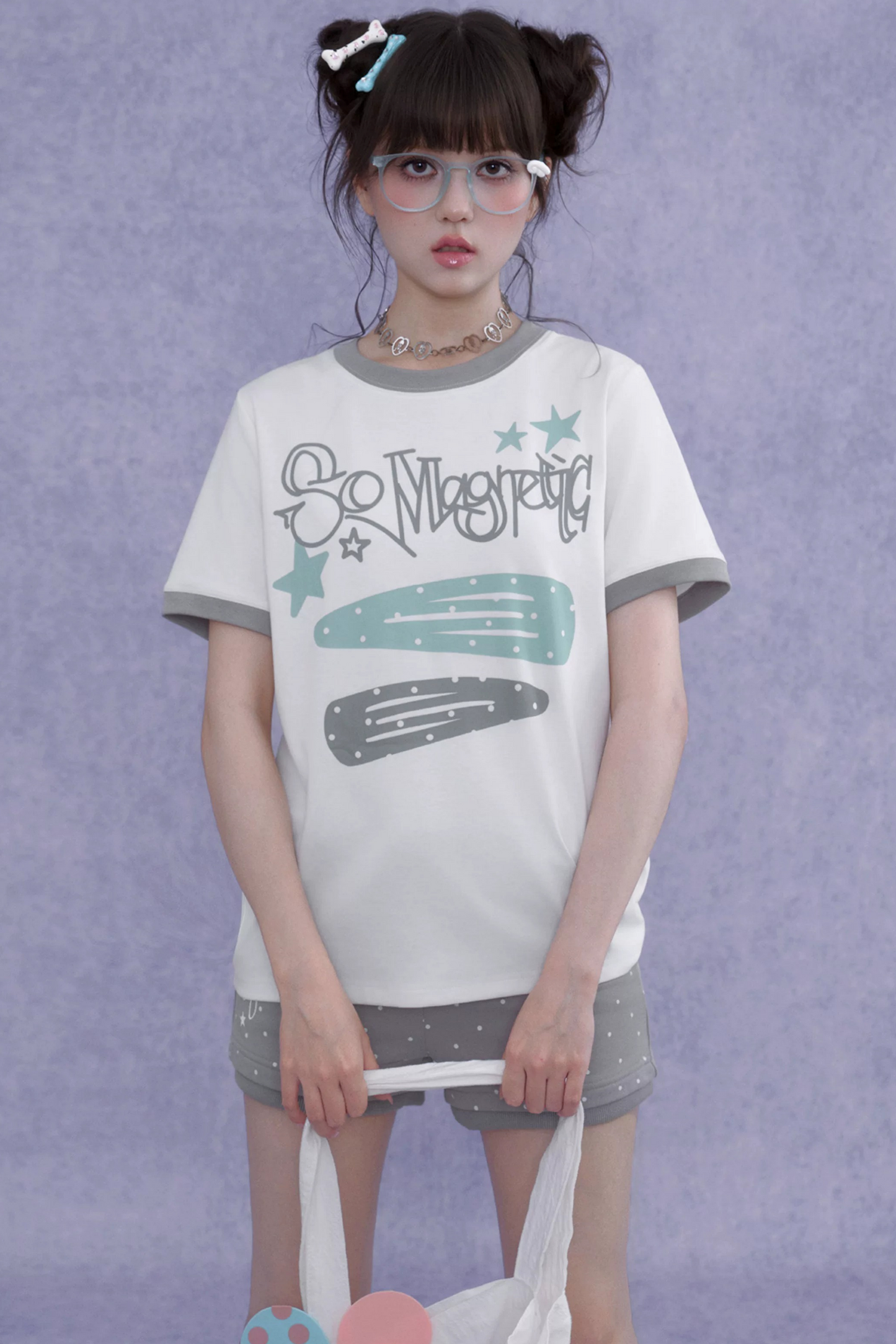 Sweet Cool Print T-Shirt Shorts Set-Up