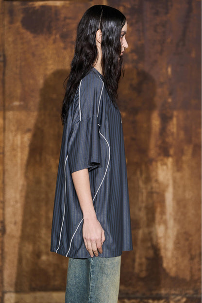 Gray Striped Jersey Top