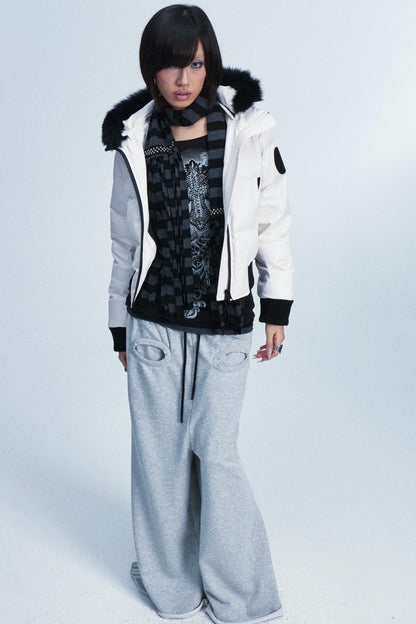 Unisex Leather Fur Collar Jacket